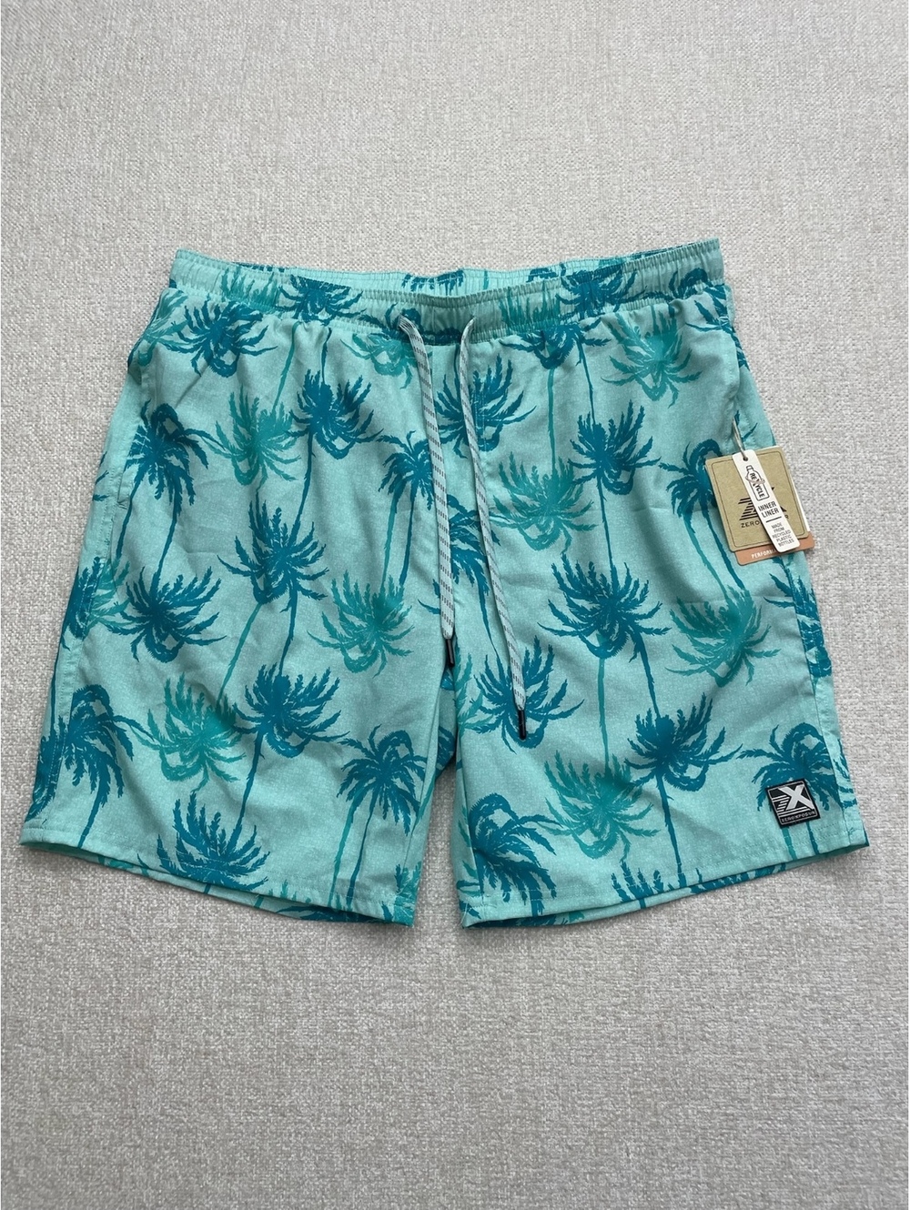 ZeroXposur E87210 Men’s Large Teal Palms Swim Trunks Board Shorts NWT